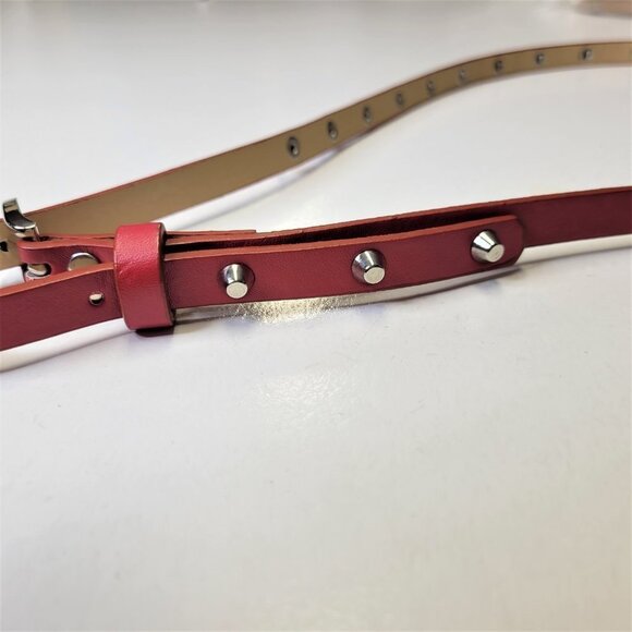 WOMENS Red Studded Long Belt - Picture 4 of 11